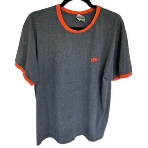 Vintage Y2K Nike Ringer Orange Gray Silver Tag Shirt Size Large